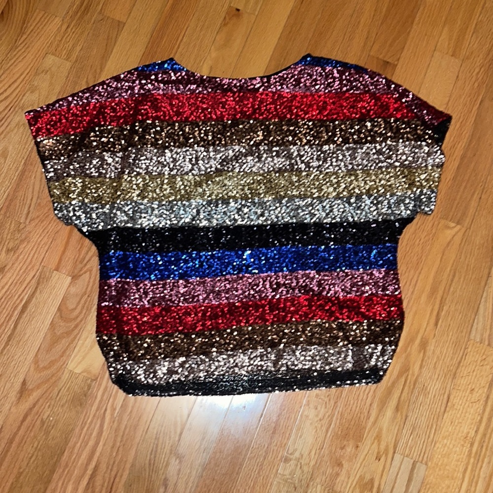GAP NWOT❗️2017 Vintage Sequin Striped Dolman Sleeve Top - Picture 4 of 9